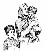 Жена Зелимхана Бици с детьми.